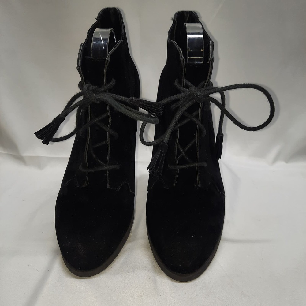 New Madden Girl Dailee Black Faux Suede Wedge Bootie 10